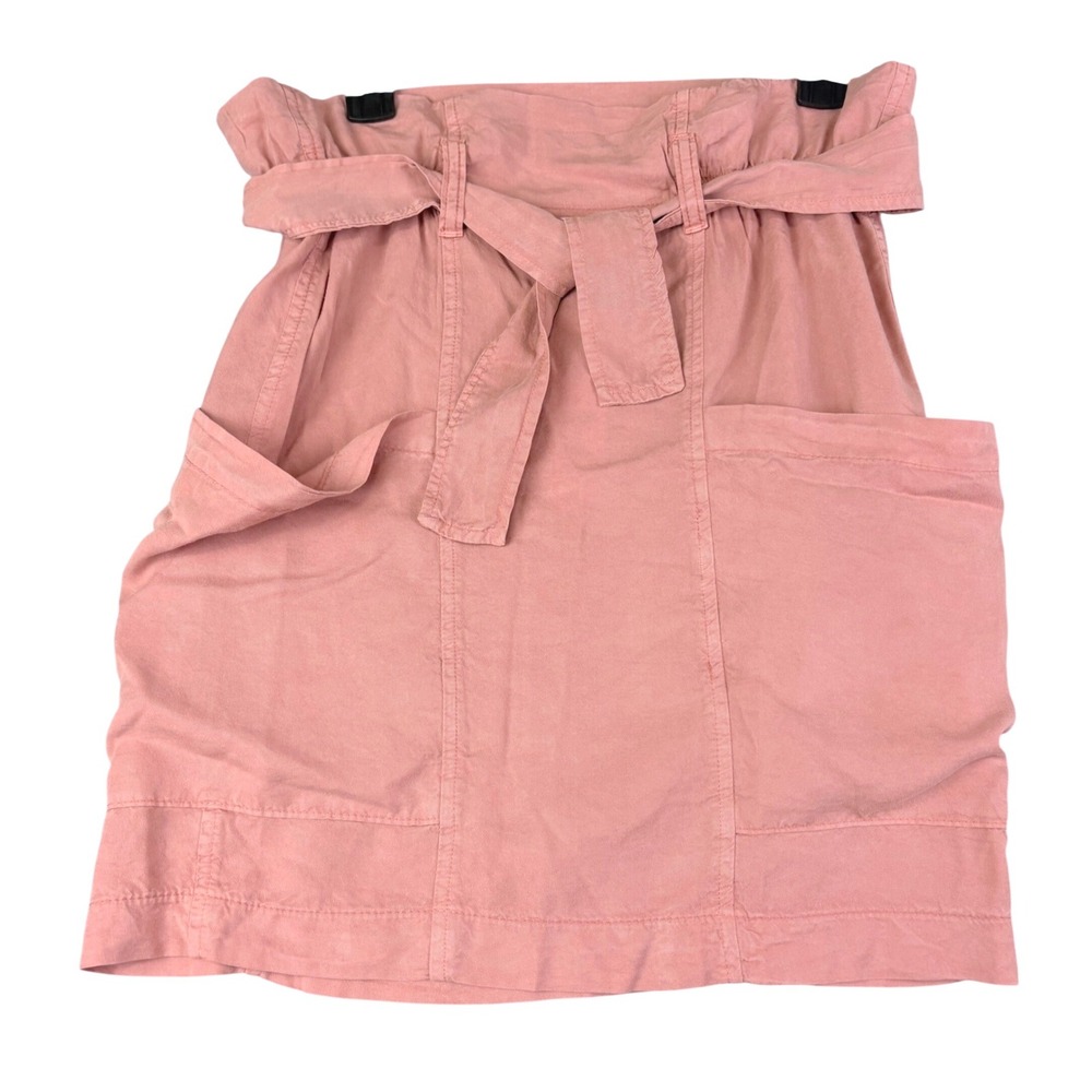 Amadi Anthropologie XXS Rose Pink Paperbag Waist Mini Skirt Tie Belt Pockets NWT